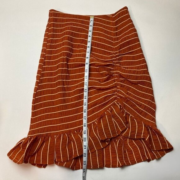 SCOTCH & SODA Orange Pin Striped Puff Sleeve Blouse & Ruched Skirt Size S - Picture 14 of 14